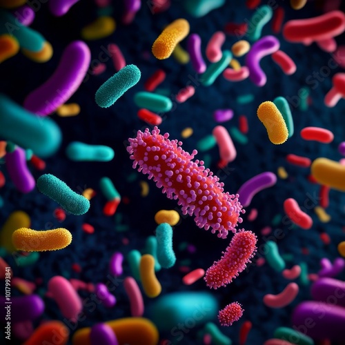 Dangerous bacterial growth in dirty hospitals, infection risk, 3D illustration