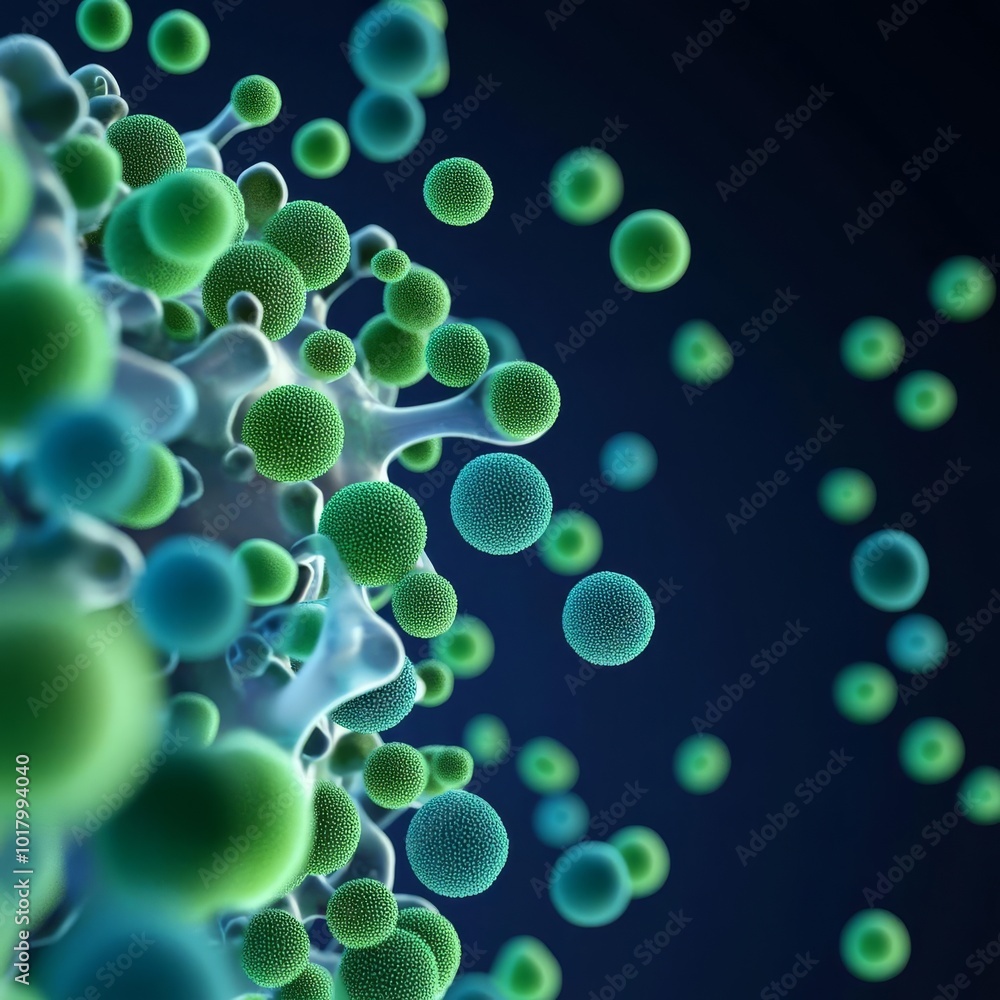 Dangerous spores in polluted air, infection risk, 3D illustration Dangerous spores in polluted air, infection risk, 3D illustration
