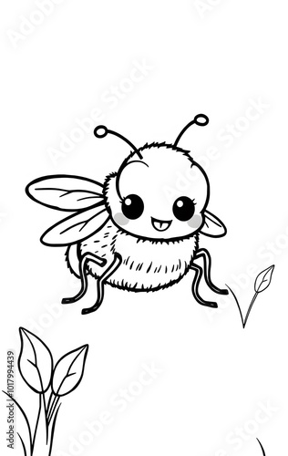 Cute Cartoon Flies in Nature for Coloring Book