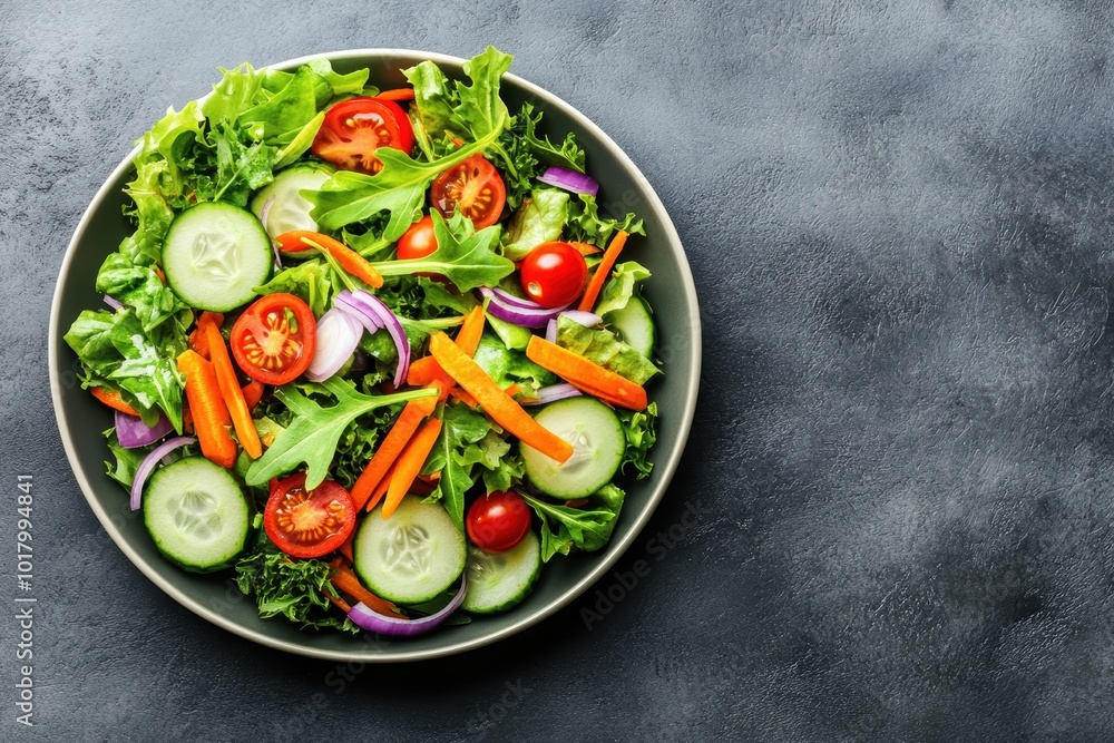 Fresh garden salad with colorful vegetables on dark background Fresh garden salad with colorful vegetables on dark background