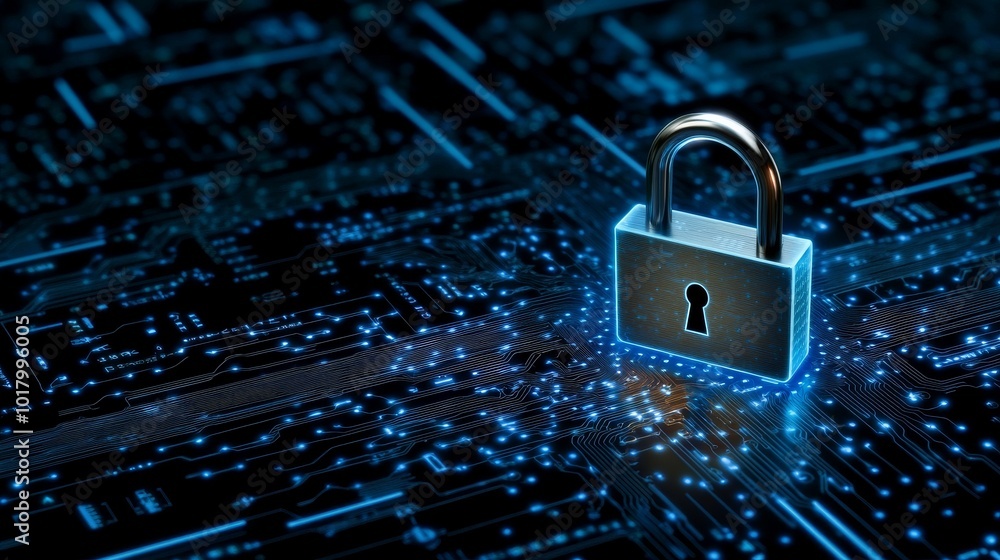 Advanced Cybersecurity Symbolized by a Digital Padlock Advanced Cybersecurity Symbolized by a Digital Padlock