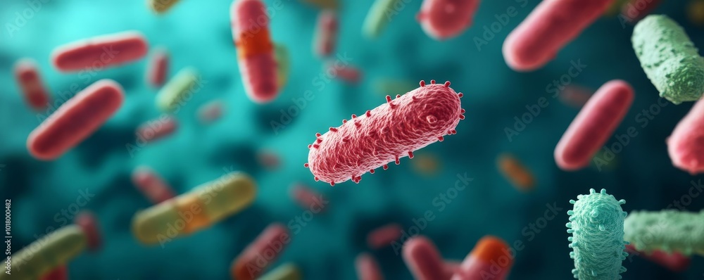 Microscopic view of bacteria in polluted water sources, biohazard, 3D illustration Microscopic view of bacteria in polluted water sources, biohazard, 3D illustration