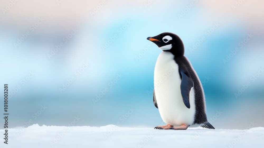 Naklejka premium Penguin Standing on Ice