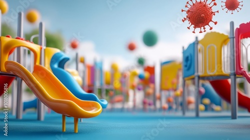 Wallpaper Mural Spores in public playgrounds, biohazard, 3D illustration Torontodigital.ca