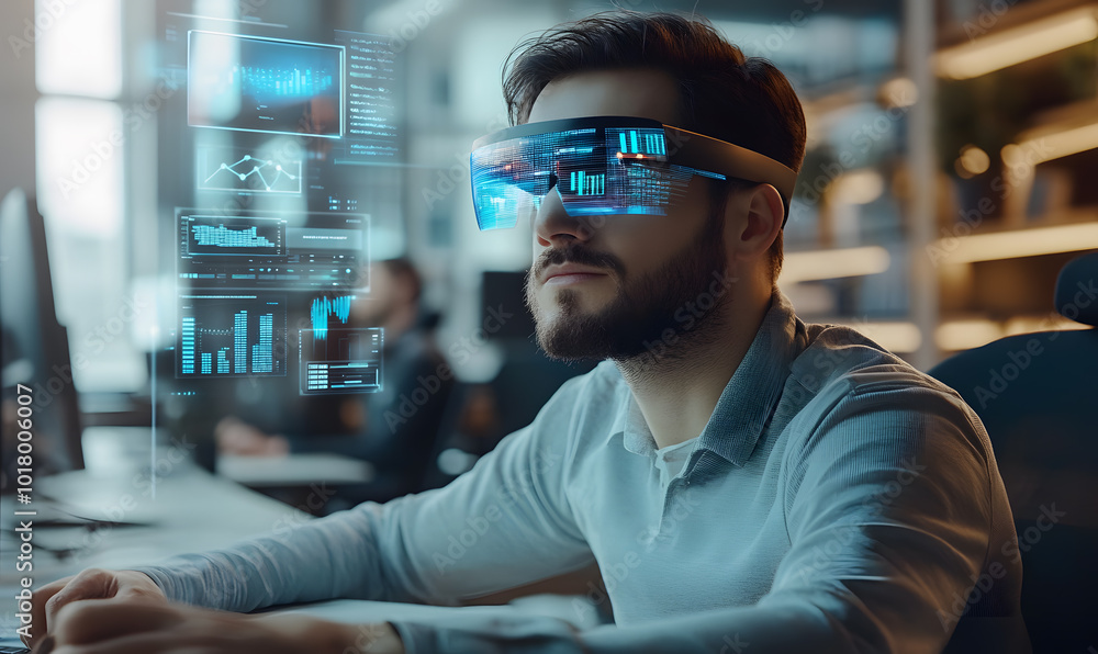 Futuristic Business Collaboration: AI-Driven Strategies, Augmented Reality Insights, Virtual Reality Simulations, and Holographic Financial Data for Smart Office Innovation