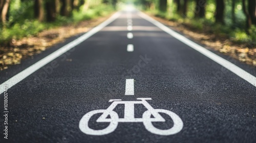  smooth asphalt road with bright white bicycle lane markings