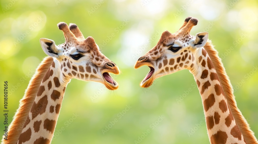 Two Giraffes Talking Two Giraffes Talking