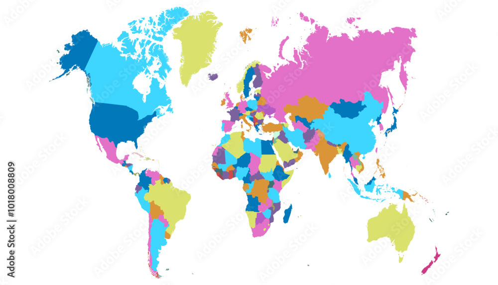 Obraz premium World map. Color modern vector map. Silhouette map.