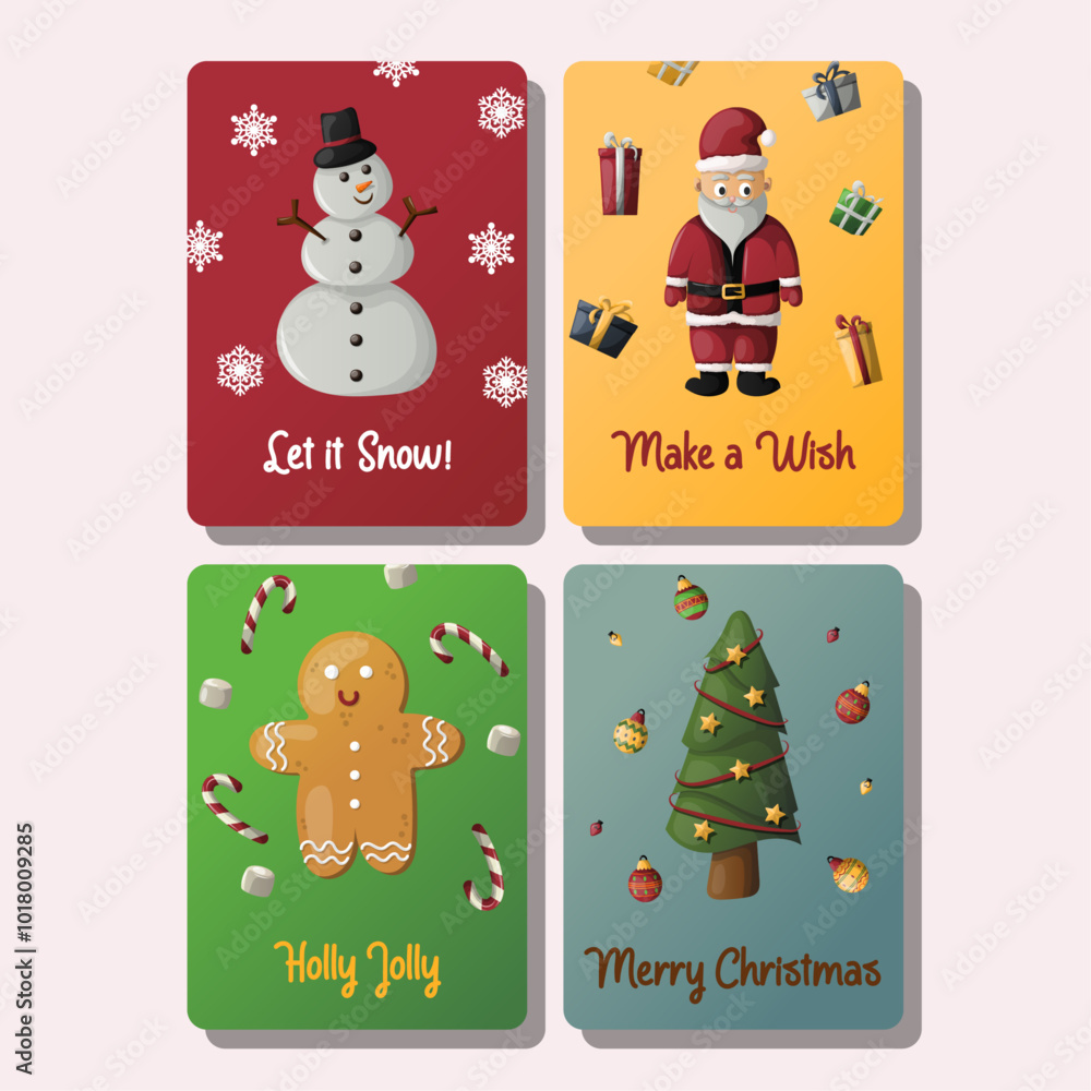 Fototapeta premium colorful christmas card collection