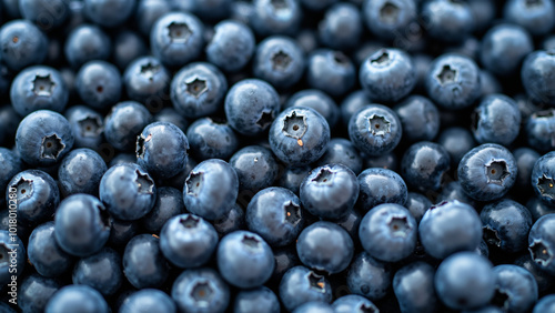 Close-up of Fresh Blueberries: Vibrant Texture and Color for Health Food Marketing or Culinary Designs