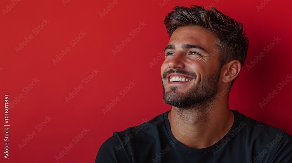 Portrait of a happy handsome man in a shirt with laughing Portrait of a happy handsome man in a shirt with laughing
