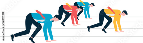 Businessman on the starting line unfair competition , business competition concept


