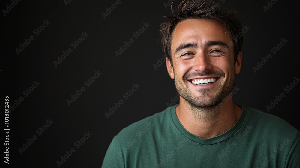 Portrait of a happy handsome man in a shirt with laughing Portrait of a happy handsome man in a shirt with laughing