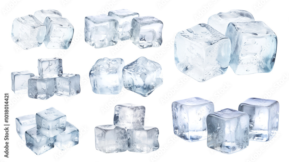 PNG realistic ice cubes element set, transparent background PNG realistic ice cubes element set, transparent background