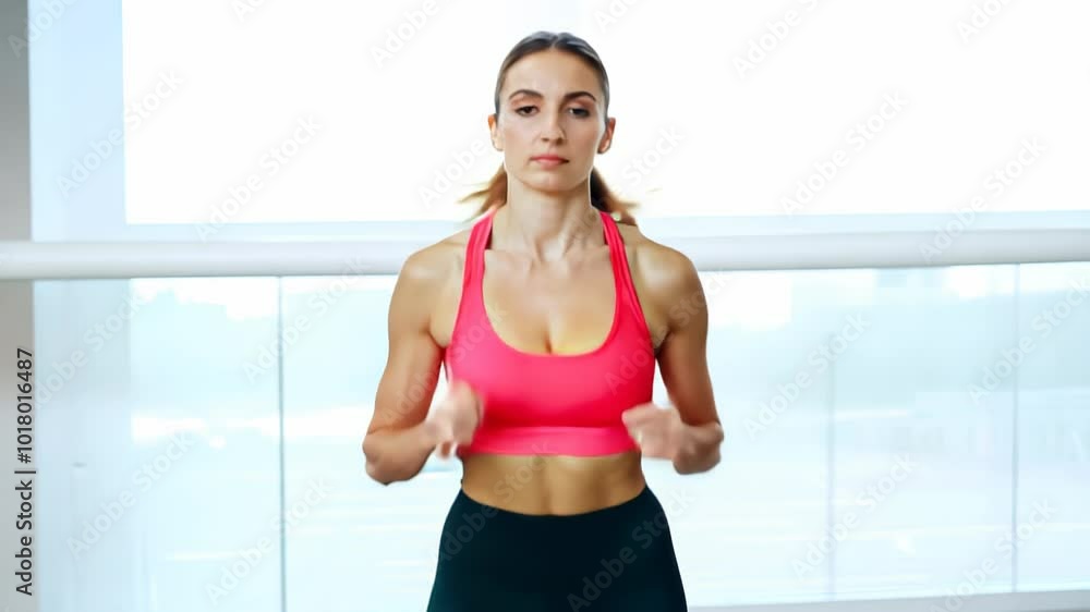 woman exercising, fit woman in a pink sports bra exercises indoors, focusing on maintaining a healthy and active lifestyle