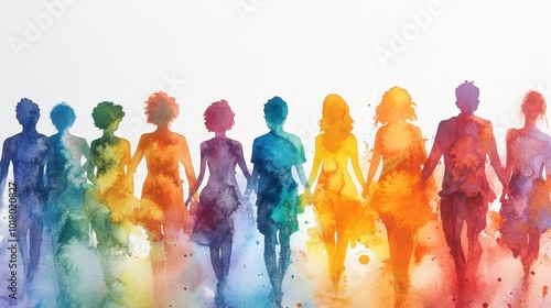 Wallpaper Mural Colorful watercolor figures representing human diversity and unity, perfect for concepts of inclusivity and community collaboration Torontodigital.ca