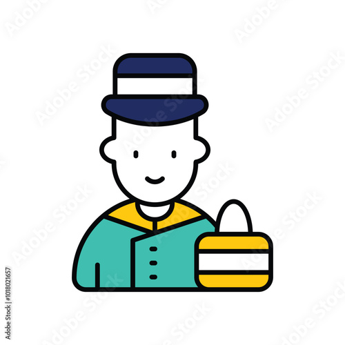 bellboy color line icon with white background vector stock illustration