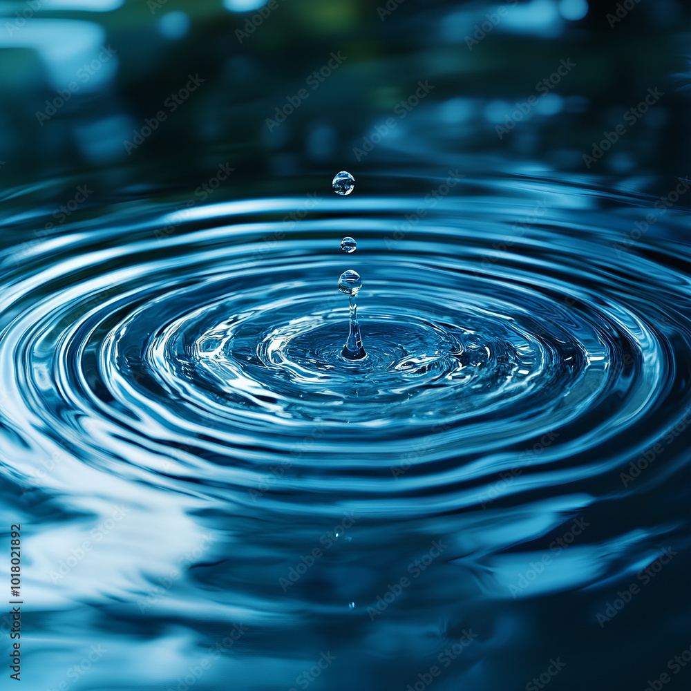 Water Drop Ripples Blue Liquid Splash Abstract Background Water Drop Ripples Blue Liquid Splash Abstract Background
