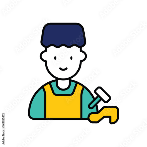 shoemaker color line icon with white background vector stock illustration