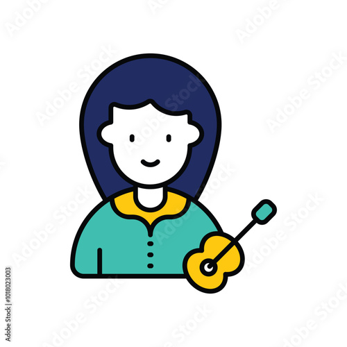 musician color line icon with white background vector stock illustration