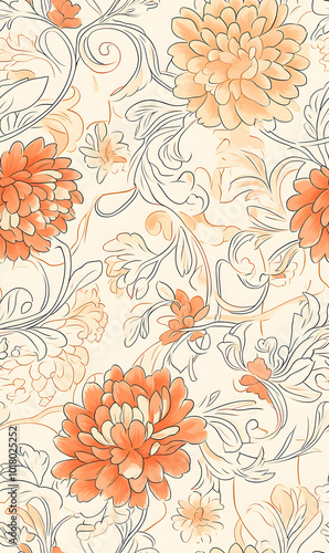Wallpaper Mural Chinese-inspired doodle tile seamless patterns in an illustrator graphic style Torontodigital.ca