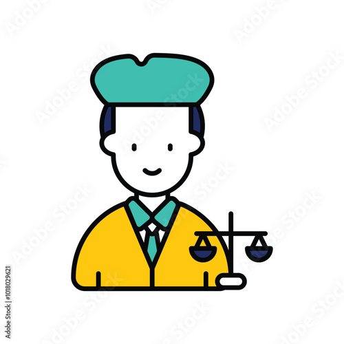 lawyer color line icon with white background vector stock illustration
