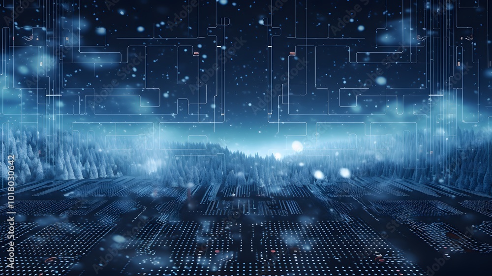 Cyber winter background, copy space for text
Cyber winter background, copy space for text