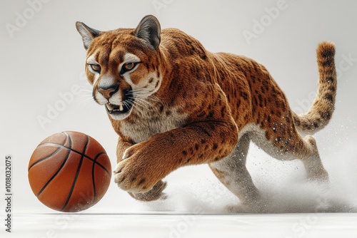 Cougar chasing a basketball photo