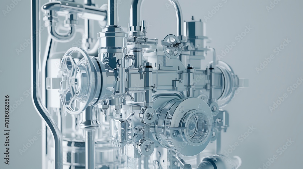 Industrial Pipeline and Valve System in a Factory Setting Industrial Pipeline and Valve System in a Factory Setting