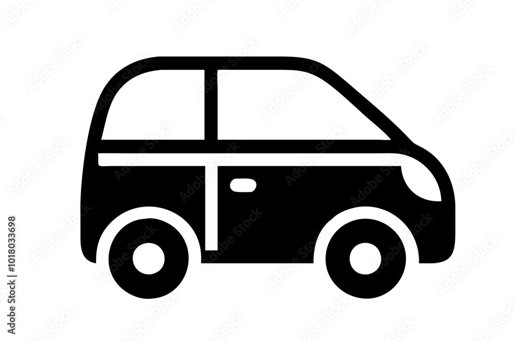 Passenger car. Black and white Vector icon. Passenger car. Black and white Vector icon.
