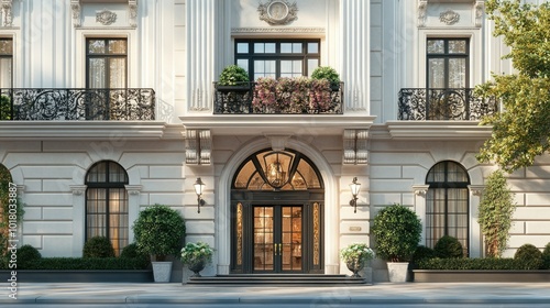 Wallpaper Mural A charming European hotel with classic design, no people. Plenty of copy space on the street in front. Torontodigital.ca