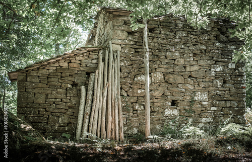 Antique self-made house in the Forest of Badia Moscheta, municipality of Firenzuola, metropolitan city of Florence, Tuscany, Italy photo