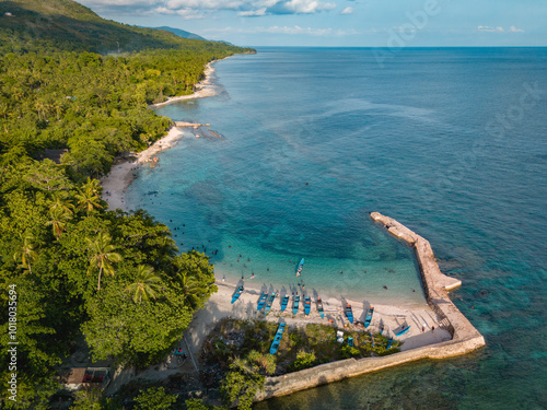 Aerial of Santai Beach in Latuhalat, Ambon, Maluku photo