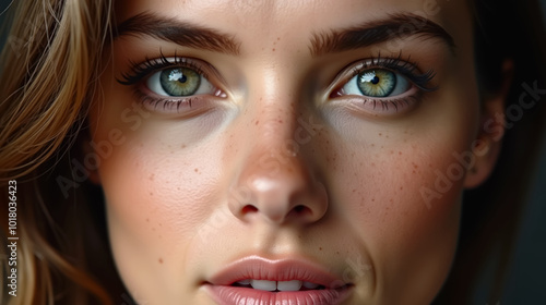Wallpaper Mural Close-up portrait of a woman with green eyes and freckles. Torontodigital.ca