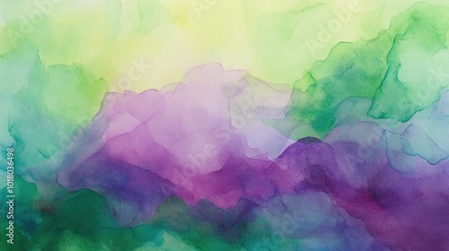 Vibrant Watercolor Landscape of Abstract Nature