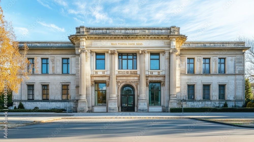 Obraz premium Classic European post office building with beautiful architecture, no people. Open space for copy.
