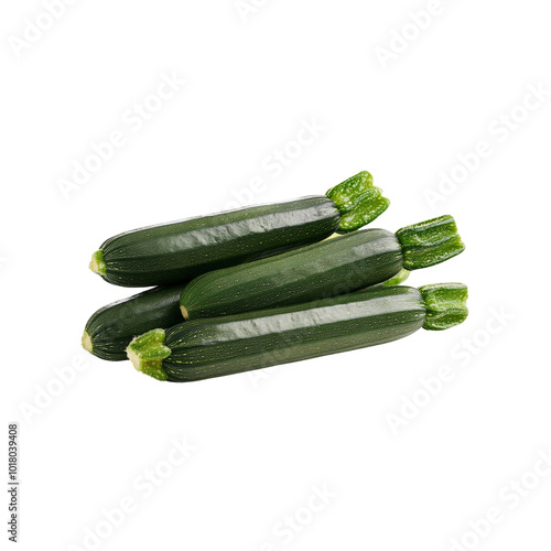 Fresh Green Zucchini on White Background