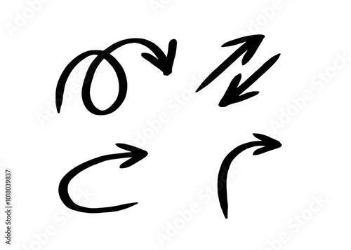 A set of arrows of different shapes in flat style