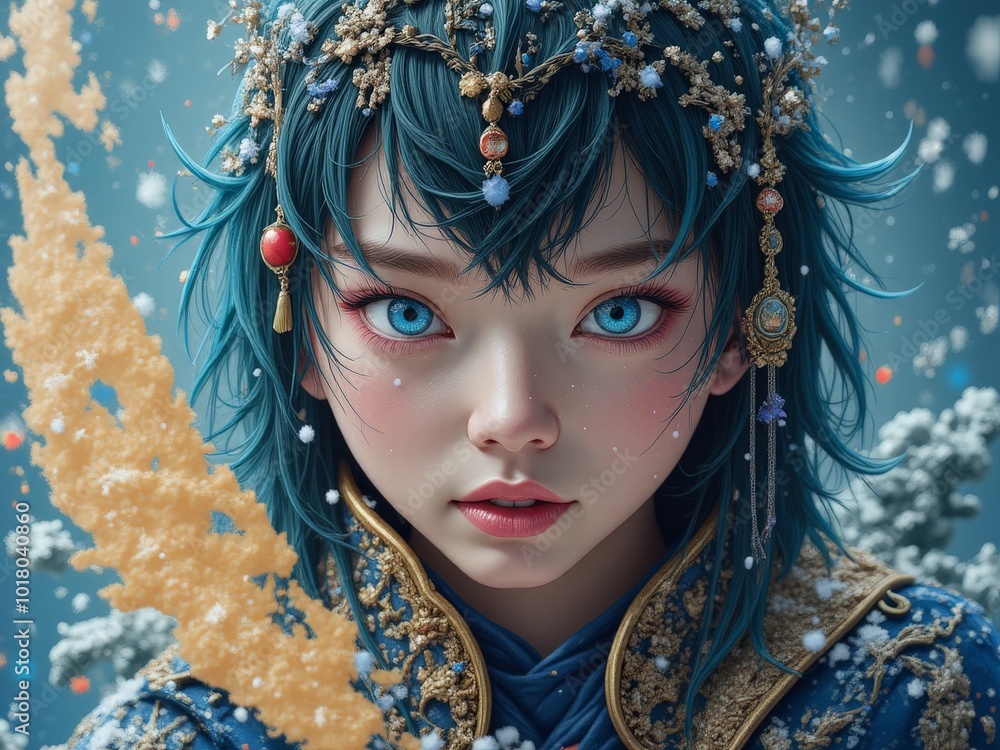 Illustration of a young beautiful girl. Anime. Art. Illustration of a young beautiful girl. Anime. Art.