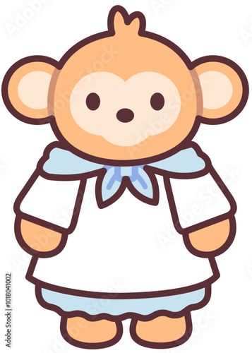 Monkey The Baker icon illustration for Bakery Shop