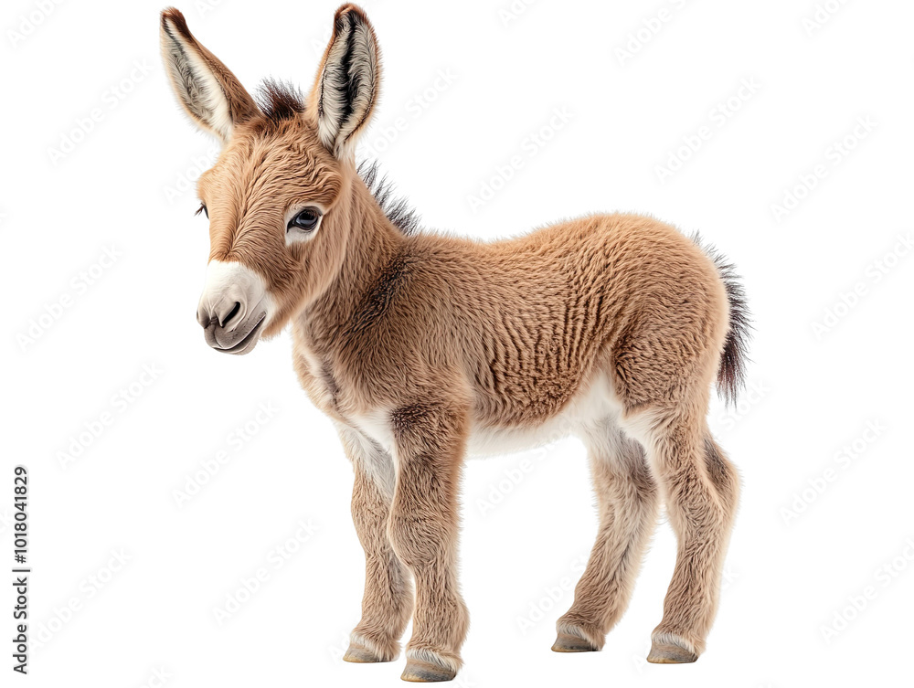 Cute baby donkey isolated on transparent background Cute baby donkey isolated on transparent background