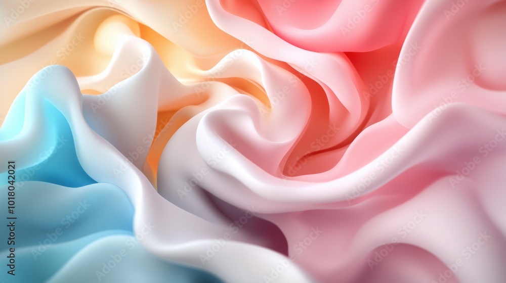 Silky Fabric Waves in Soft Pastel Colors Silky Fabric Waves in Soft Pastel Colors