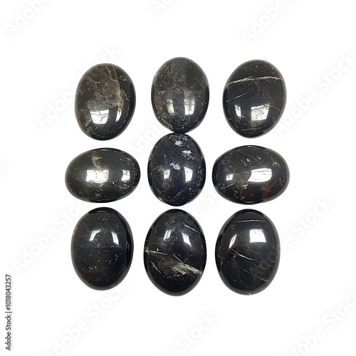 Black Obsidian Tumbled Stones Set of 9