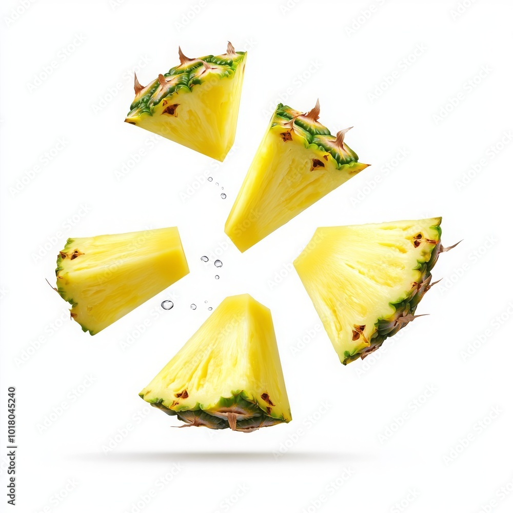 Naklejka premium Fresh Pineapple Slices in Motion