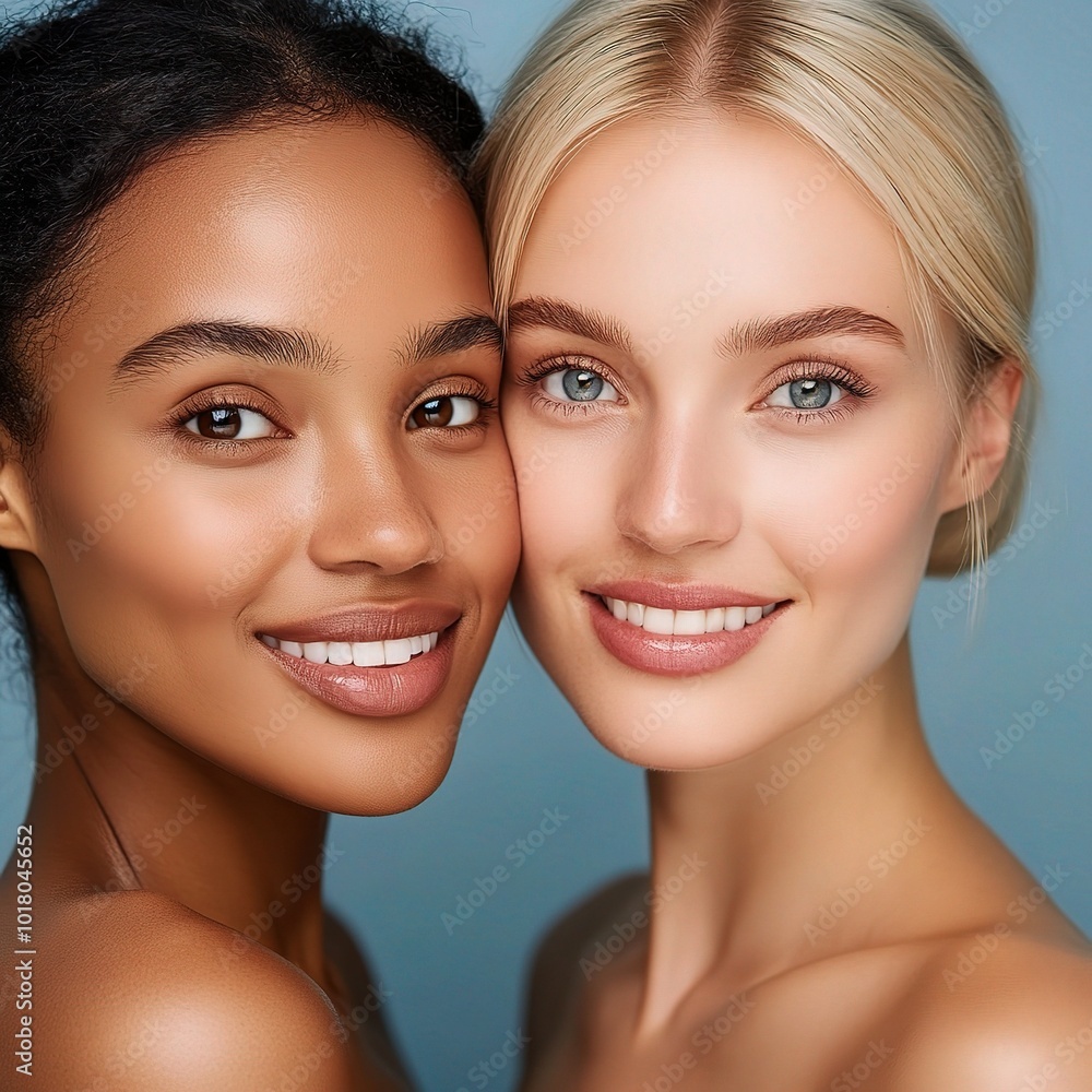 Portrait of Two Smiling Women of Diverse Ethnicities Portrait of Two Smiling Women of Diverse Ethnicities