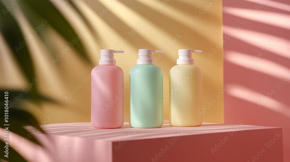 Mockup set of 3 shampoo lotion Mockup set of 3 shampoo lotion