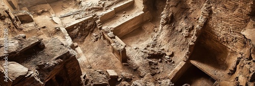 archeology concept with ancient artifacts uncovered from dig site