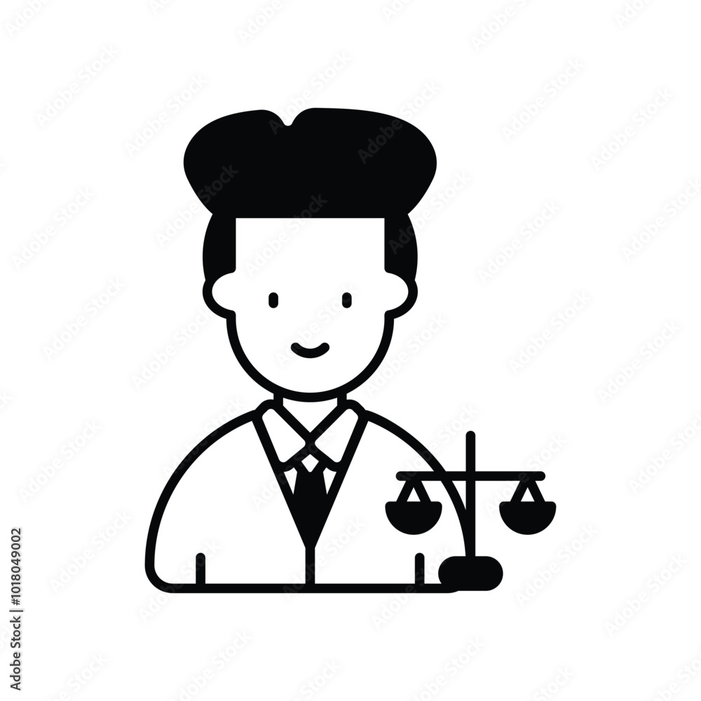 lawyer glyph icon with white background vector stock illustration lawyer glyph icon with white background vector stock illustration