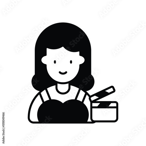 actress glyph icon with white background vector stock illustration