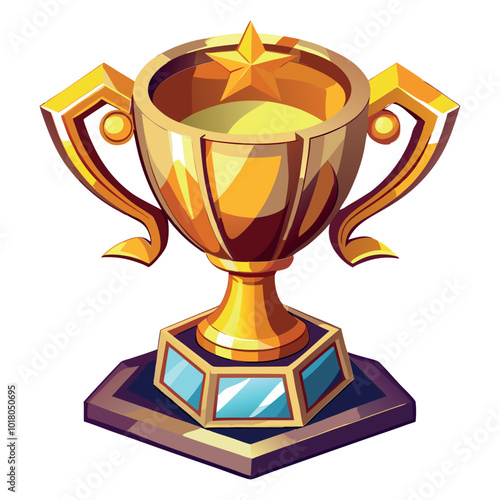 Golden trophy with star on top representing victory and achievement